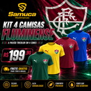 Kit 4 Camisas Masculinas TechFit Malha Fria Anti-Suor Proteção Solar Fluminense REF03