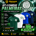 Kit 4 Camisas Masculinas TechFit Malha Fria Anti-Suor Proteção Solar Palmeiras