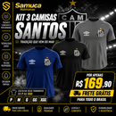 Kit 3 Camisas Masculinas TechFit Malha Fria Anti-Suor Proteção Solar Santos REF02