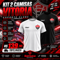 Kit 2 Camisas Masculinas TechFit Malha Fria Anti-Suor Proteção Solar Vitória REF02
