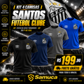 Kit 4 Camisas Masculinas TechFit Malha Fria Anti-Suor Proteção Solar Santos REF02