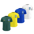 Kit 4 Camisas Masculinas TechFit Malha Fria Anti-Suor Proteção Solar Seleção Brasileira Jordan