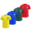 Kit 4 Camisas Masculinas TechFit Malha Fria Anti-Suor Proteção Solar Seleção Brasileira