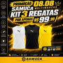 PROMOÇÃO 08.08 Kit 3 Camisas Regatas Masculinas Puma Malha Fria + Frete Grátis
