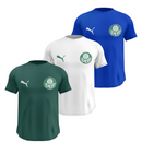 Kit 3 Camisas Masculinas TechFit Malha Fria Anti-Suor Proteção Solar Palmeiras