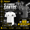 Kit 3 Camisas Masculinas TechFit Malha Fria Anti-Suor Proteção Solar Santos