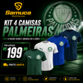 Kit 4 Camisas Masculinas TechFit Malha Fria Anti-Suor Proteção Solar Palmeiras