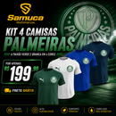 Kit 4 Camisas Masculinas TechFit Malha Fria Anti-Suor Proteção Solar Palmeiras